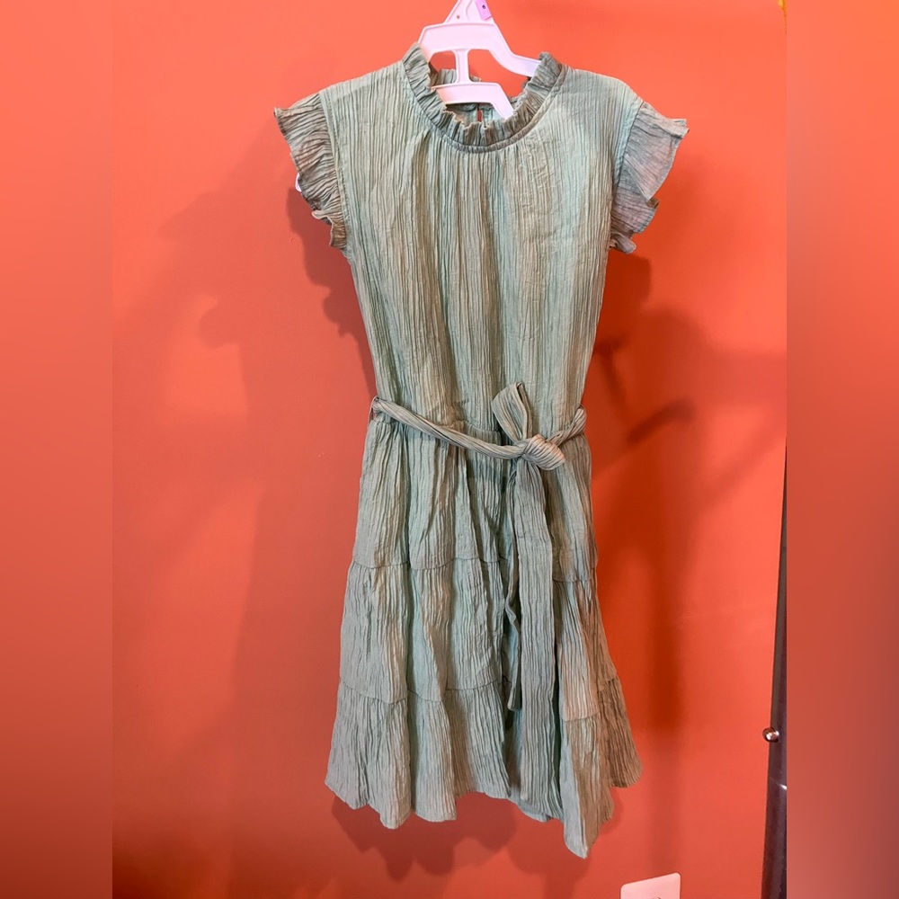 Light Green Ruffled Midi Dress